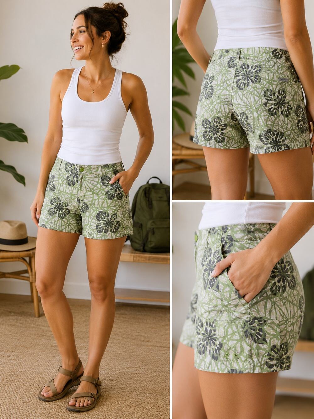 Columbia Tropical Print Cargo Hiking Shorts Women's 10